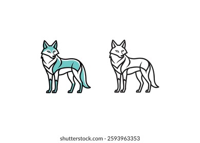 coyote line art of vector