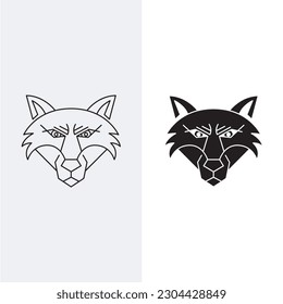 coyote logo design template sign. monoline style and silhouette stylish.