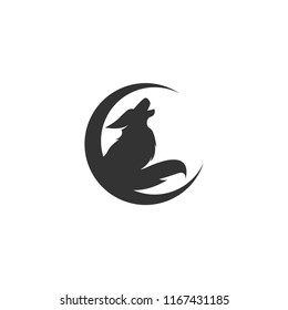 Coyote Logo Template vector icon illustration design. Coyote howling logo design mark. Coyote logo. Coyote icon.