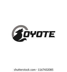 Coyote Logo Template vector icon illustration design. Coyote howling logo design mark. Coyote logo. Coyote icon.