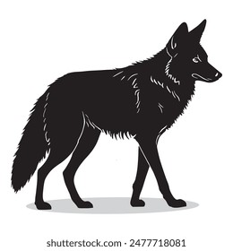 Coyote outline and symbols. Dark level variety basic exquisite white foundation Coyote animal vector and silhouette icon.