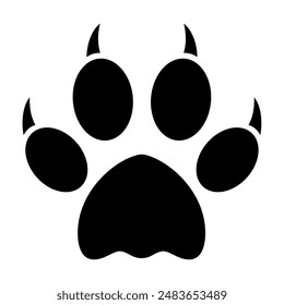 Coyote Paw print silhouette. Vector image