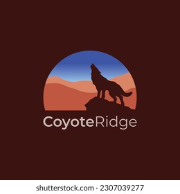 Coyote ridge logo, featuring coyote and high hill plains, simple and modern, suitable for any business.