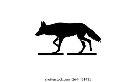 Coyote symbol, black isolated silhouette