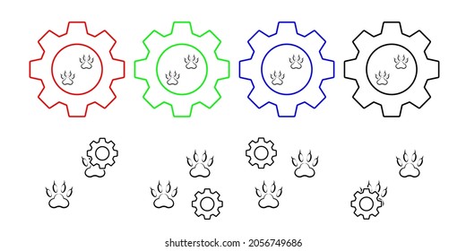 Coyote tracks vector icon in gear set illustration for ui and ux, website or mobile application