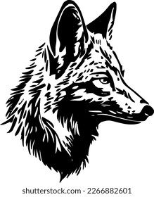 Coyote, vector illustration, black color