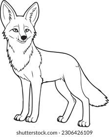 Coyote: vector line art cartoon style for coloring