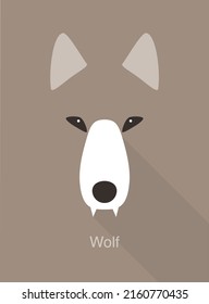 Coyote Or Wolf Face, Cute Flat Portrait Icon, Vector Illustration