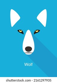 Coyote Or Wolf Face, Cute Flat Portrait Icon, Vector Illustration