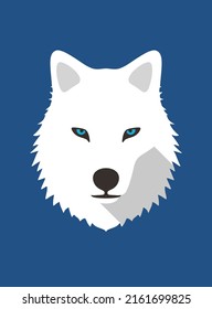 Coyote Or Wolf Face, Cute Flat Portrait Icon, Vector Illustration