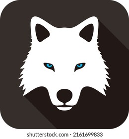 Coyote Or Wolf Face, Cute Flat Portrait Icon, Vector Illustration