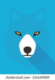 Coyote Or Wolf Face, Cute Flat Portrait Icon, Vector Illustration