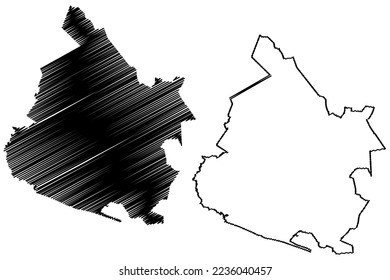 Coyuca de Benitez municipality (Free and Sovereign State of Guerrero, Mexico, United Mexican States) map vector illustration, scribble sketch Coyuca de Benítez map