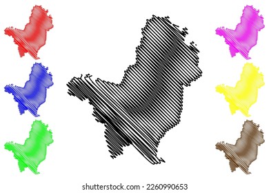 Coyuca de Catalan municipality (Free and Sovereign State of Guerrero, Mexico, United Mexican States) map vector illustration, scribble sketch Coyuca de Catalán map