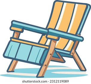Una silla de playa acogedora y animada de estilo vectorial, que invita a la relajación y el confort.