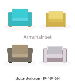 Cozy armchairs set. An interior item. Flat vector illustration