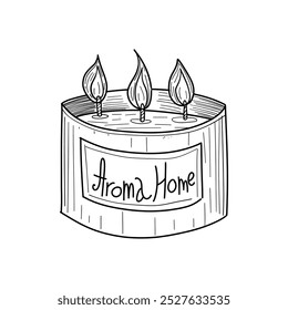 A cozy aroma candle with three glowing flames, creating a warm, calming ambiance. Ideal for wellness, spa, or home decor designs.