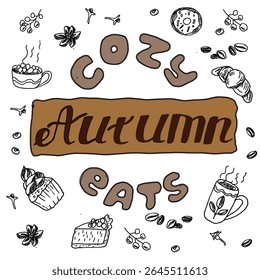 Cozy Autumn Eats Hand Drawn Fall Food Illustration with Lettering