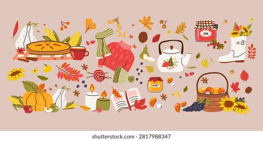 Cozy autumn elements set