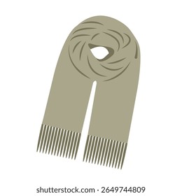 Cozy autumn green scarf vector illustration in flat style. Hand drawn fall art perfect for banners posters and social media seasonal design