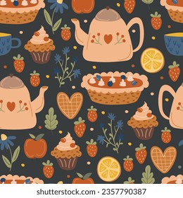 Cozy autumn. Hand drawing. Simple pattern. Vector illustration