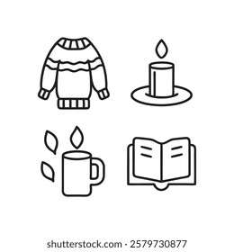 Cozy Autumn and Hygge Lifestyle Icons