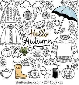 Cozy Autumn Illustration Set with Seasonal Elements