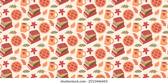 Cozy autumn pattern. Fall season item background. Autumnal vibe. 