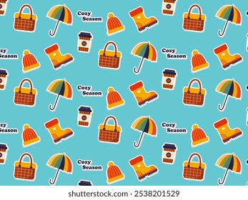 Cozy autumn pattern. Vector illustration.