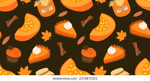 Cozy autumn pattern. Vector seamless texture.