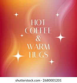 Cozy autumn postcard with a gradient in asian style with a blur effect. Vector template for banner, post, advertisement, cover