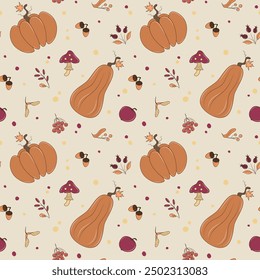 cozy autumn seamless pattern in warm autumn colors