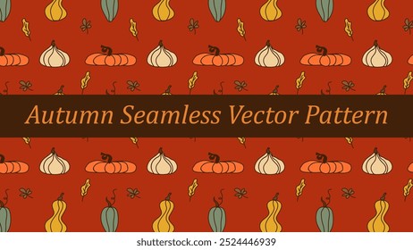 Cozy Autumn Seamless Vector Pattern: Pumpkins and Leaves