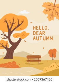 Cozy autumn season park poster