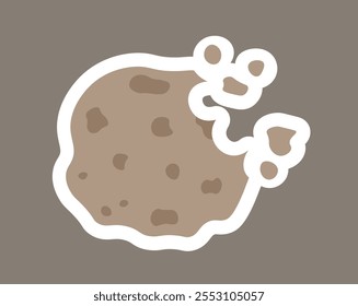 Aconchegante adesivo de outono. Biscoito com chocolate. Outono e outono. Sobremesa e delicadeza. Adesivo para redes sociais. Ilustração de vetor plano isolada no plano de fundo marrom