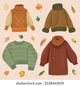 Cozy autumn and winter wool sweater featuring a stylish woman's outfit. Perfect for fashion designs, seasonal projects, and promoting warmth during colder months!