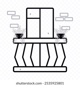 Concepto de diseño de balcón acogedor. Ilustración vectorial.