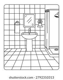 Cozy Bathroom Coloring Page