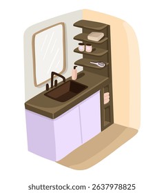 Cozy bathroom corner. Home interior. Vector.