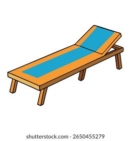 A cozy beach bed rests under a shady umbrella, facing the waves. Perfect for sunbathing, relaxing, or reading by the sea with soft breezes and salty air.
