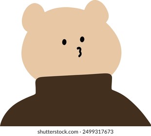 Cozy Bear Character in Turtleneck Vector | Cute Minimalist Brown Design