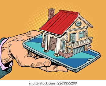 A cozy and beautiful house with a red roof, a garage, a chimney and several windows. Proposal for the purchase of real estate, building