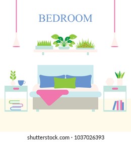 Cozy bedroom interior vector illustration