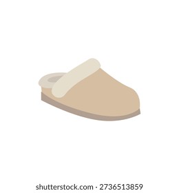 cozy beige soft slipper mule slippers moccasin emoji symbol sign icon vector illustration isolated flat shoe	