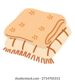 Icono de manta acogedor en estilo plano dibujado a mano para temas de cuidado de la comodidad. Ideal para imágenes de autocuidado, contenido de bienestar mental y diseños de estilo de vida acogedores.
