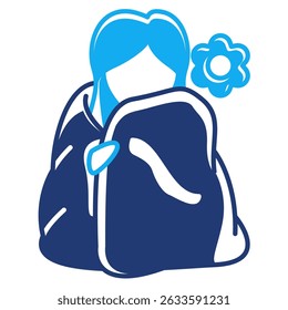 Ícone Aconchegante Blanket representado por uma mulher usando o estilo Dualtone de cobertor.