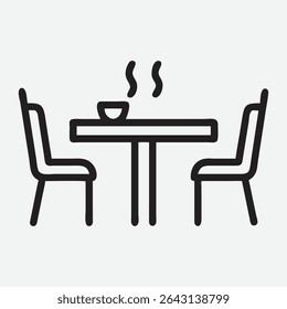 Cozy Breakfast Nook Icon in Elegant Line Art Style