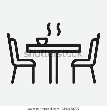 Cozy Breakfast Nook Icon in Elegant Line Art Style