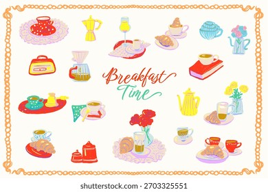Cozy Breakfast Time Collection vector 