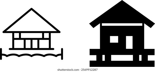 "Cozy Bungalow Icon Representing Single-Story Homes, Residential Architecture, and Comfortable Living Spaces"
